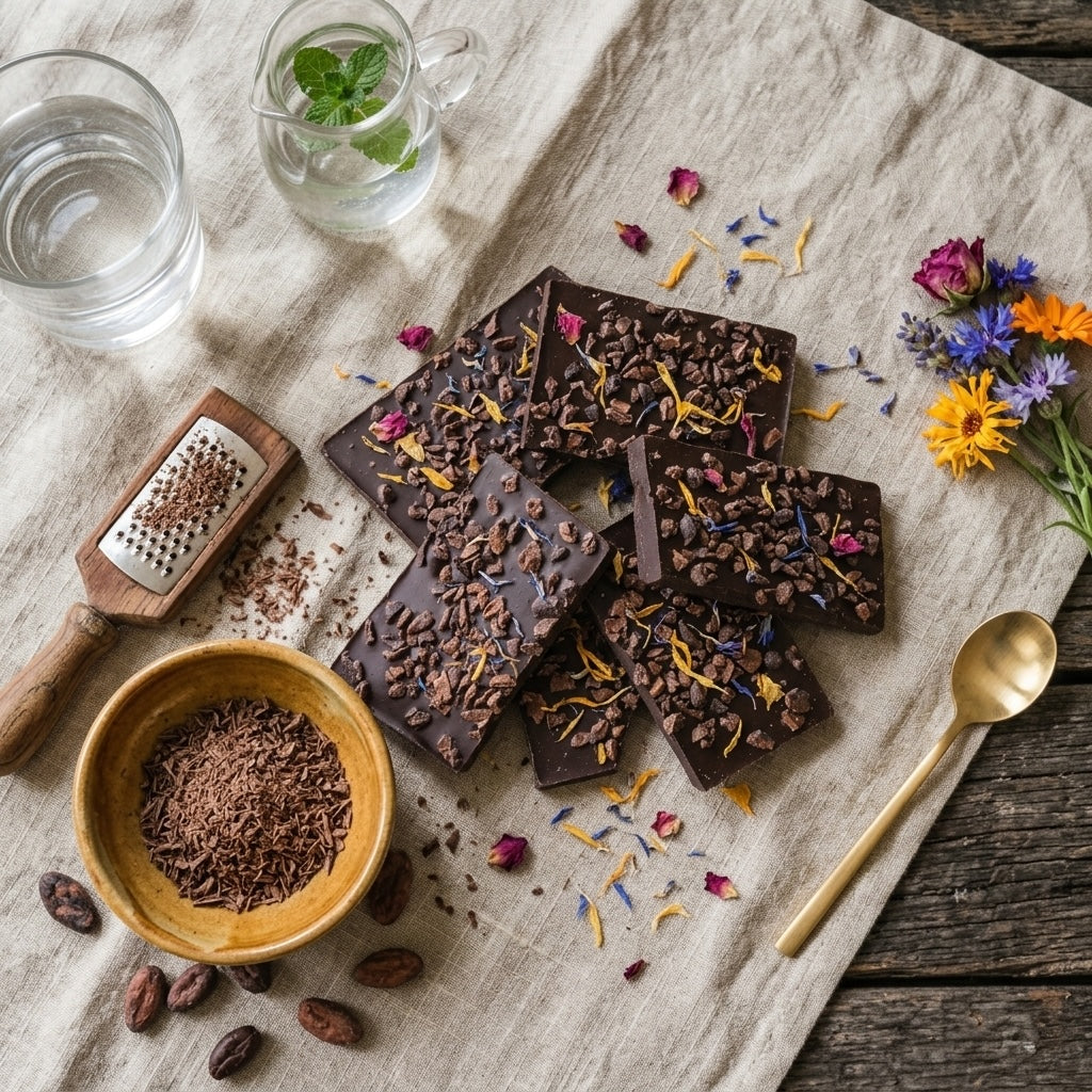 Chocolate caseiro com cacau em pó e manteiga de cacau